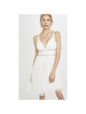 NWT Marchesa Notte Ivory Tulle Cocktail Bridal Beaded Dress